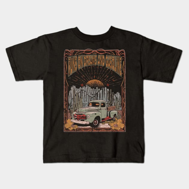 Runs On Dreams And Gasoline Truck Driver Cowboy Kids T-Shirt by Beetle Golf